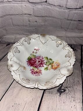 Antique Edwardian PS Germany Porcelain Serving Bowl Hand Painted  Stamped
